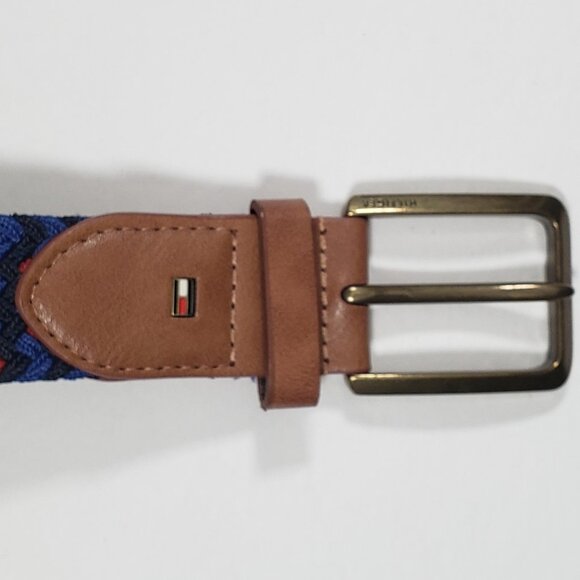 Tommy Hilfiger Belt Blue Men's Medium 36/90 Preppy Woven Fabric Web - Picture 3 of 6